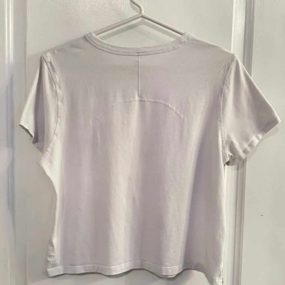 Lululemon Classic-Fit Cotton-Blend T-Shirt Cropped Short Sleeve White
